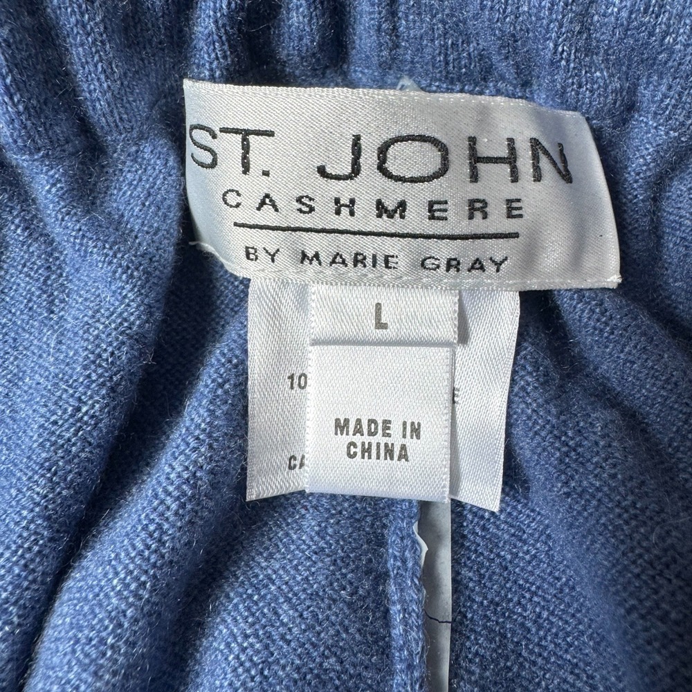 St John Cashmere 3 Piece Hoodie Jacket Tank Pants Suit Set Blue L XL Vintage - Picture 12 of 13